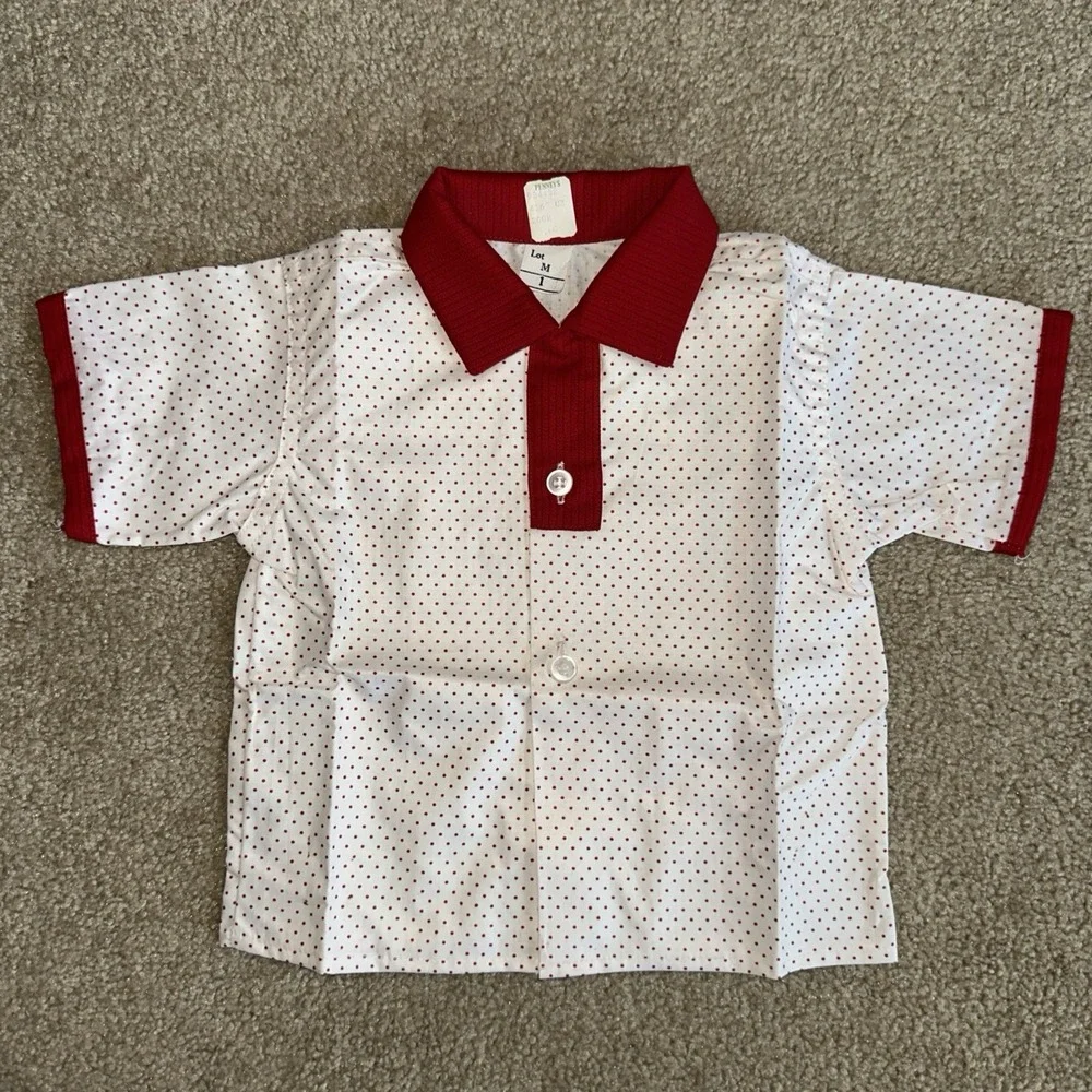 Boys Christmas 1T Short Set 12 Months NOS JCPenney Red & White Shorts Suspenders